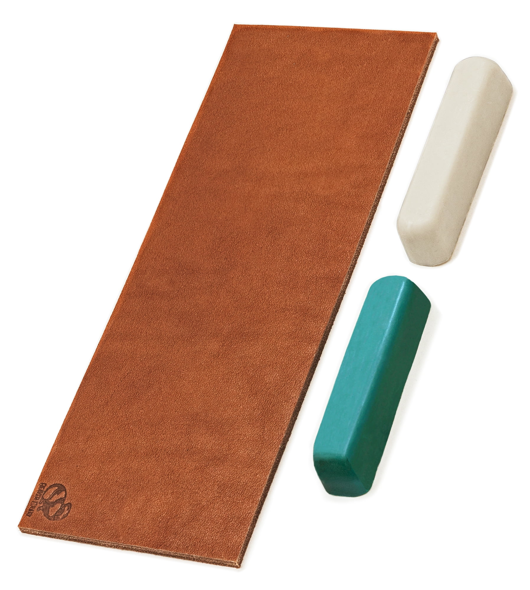 BeaverCraft Stropping Set Leather Stropping Kit Leather Strop with Green and White Polishing