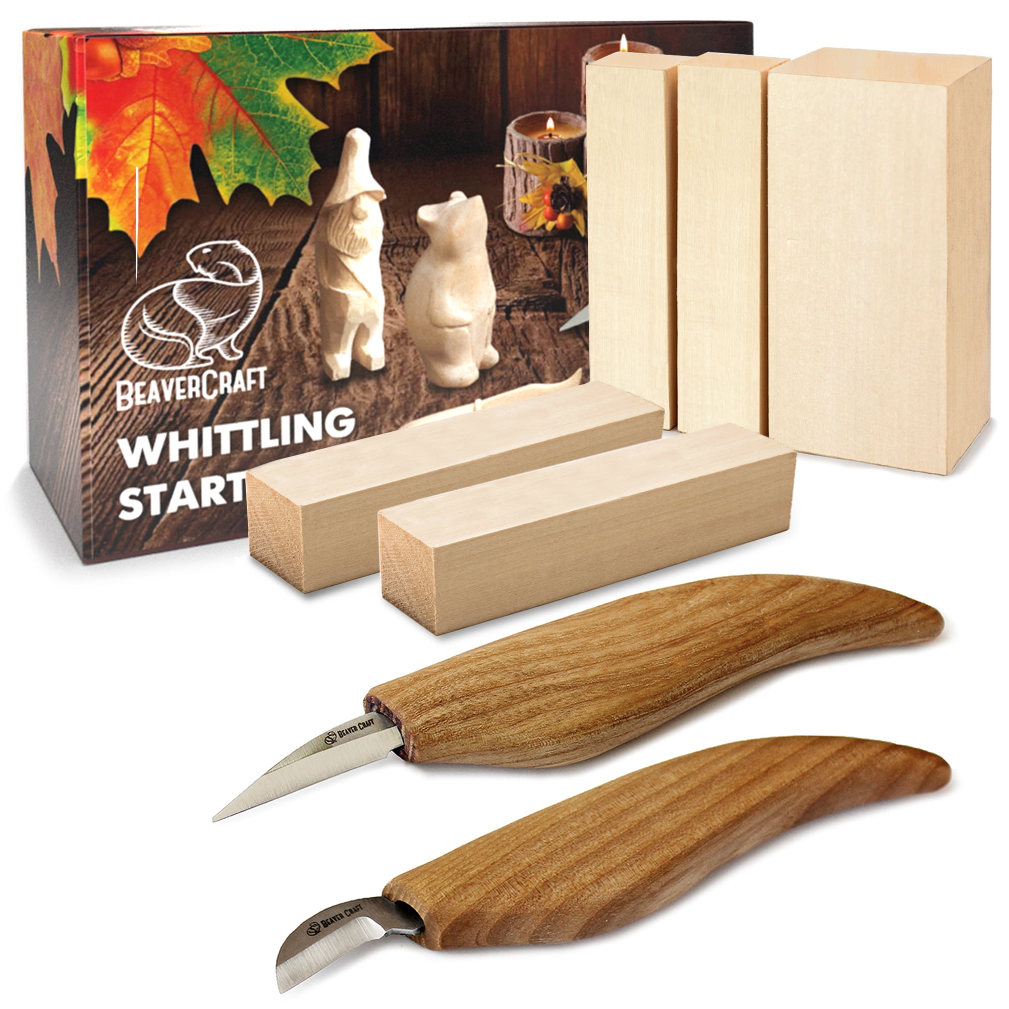 Beavercraft Wood Carving Kit S16, Whittling Wood Knives Kit, Widdling Kit  for Beginners, Wood Carving Knife Set Wood Blocks Blank Whittling Knives  Kit 