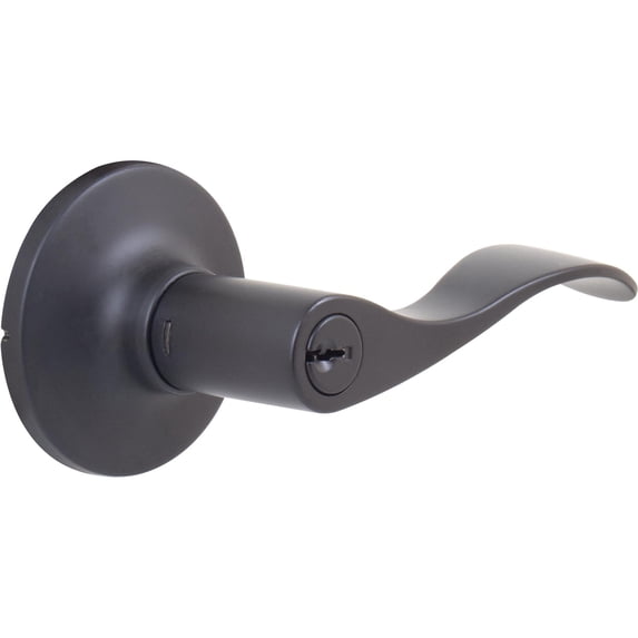 Stone Harbor Hardware Beaverton Door Lever, Entry Function, KW Keyway, Matte Black