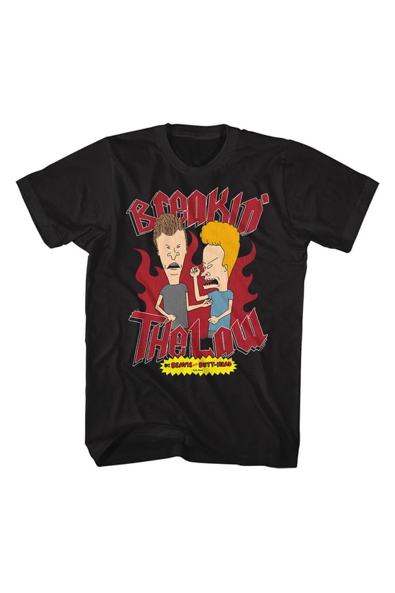 Beavis And Butt-Head Breakin The Law Black Adult T-Shirt Xl