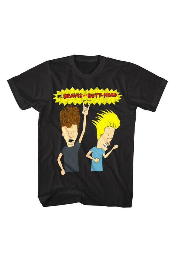 Beavis And Butt-Head Rockin Out Black Adult T-Shirt
