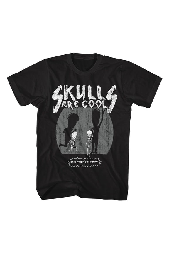 Beavis And Butt-Head Skulls Are Cool Black Adult T-Shirt