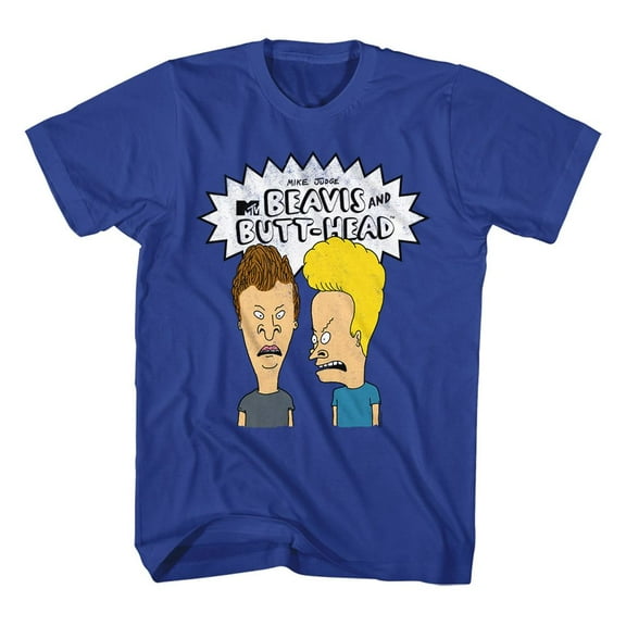 Beavis And Butt-Head The Boys And Logo Royal Adult T-Shirt M