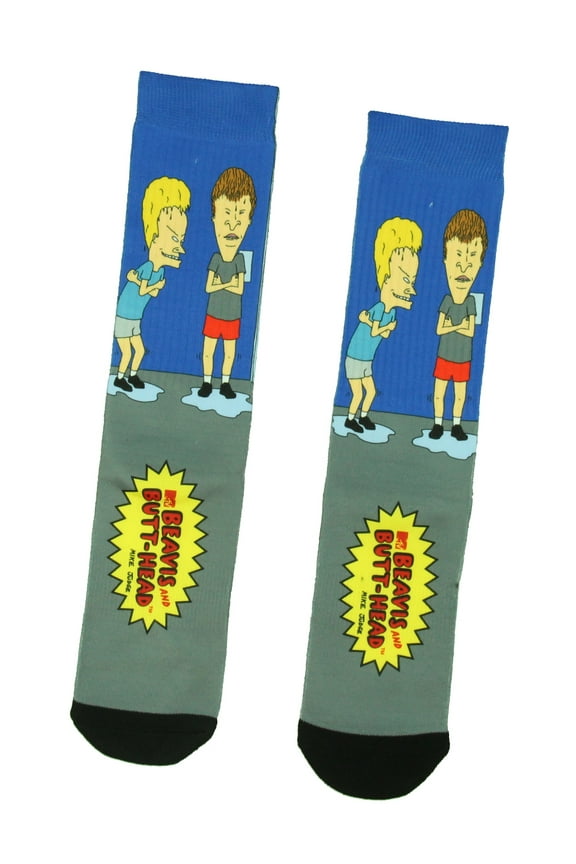 Beavis And Butthead Cartoon Adult Sublimated Crew Socks For Men