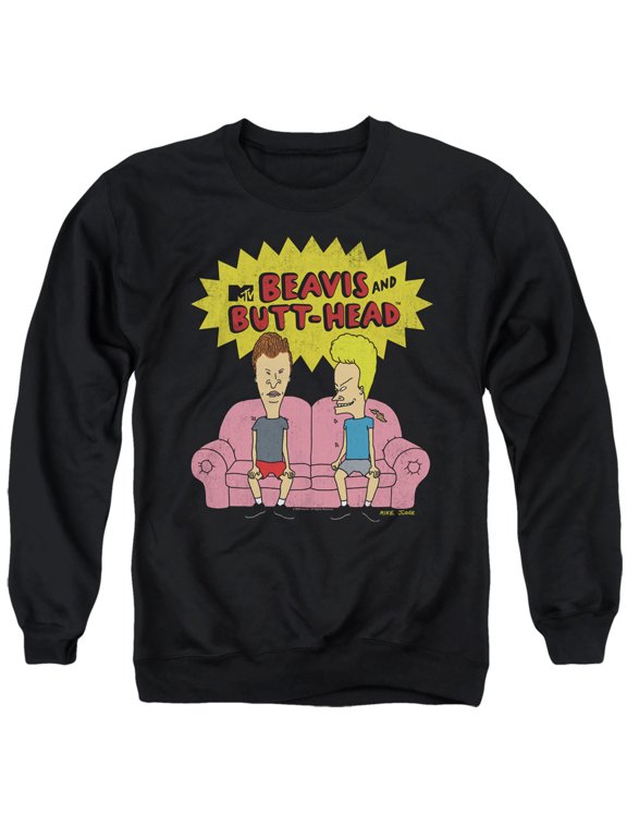 Beavis And Butthead Couch Logo Og Unisex Adult Crewneck Sweatshirt (X-Large) Black