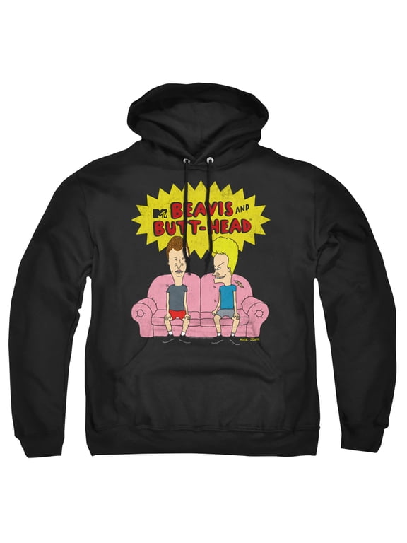 Beavis And Butthead Couch Logo Og Unisex Adult Pull-Over Hoodie (Small) Black