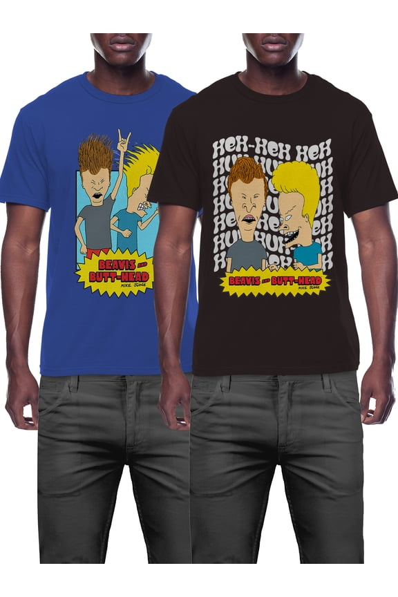 Beavis And Butthead, Men's Apparel Graphic T-Shirt, Laughing Headbangers, 2-Pack, Sizes S-3XL