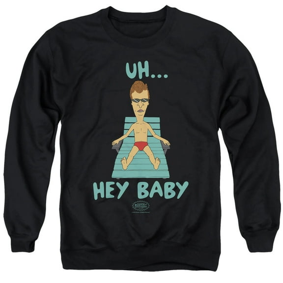Beavis And Butthead Uh Hey Baby Unisex Adult Crewneck Sweatshirt (2X-Large) Black