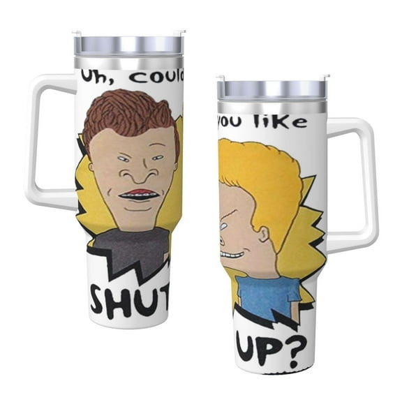 Beavis And Butthead 40 Oz Tumbler With Handle And Straw Double Wall Stainless Steel Sublimation Tumbler With Handle Leakproof,Bpa-Free,Keep Cold Hours