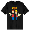 thumbnail image 1 of Beavis & Butthead Characters With Picket Signs Crew Neck Short Sleeve Women's Black T-shirt-Large, 1 of 5
