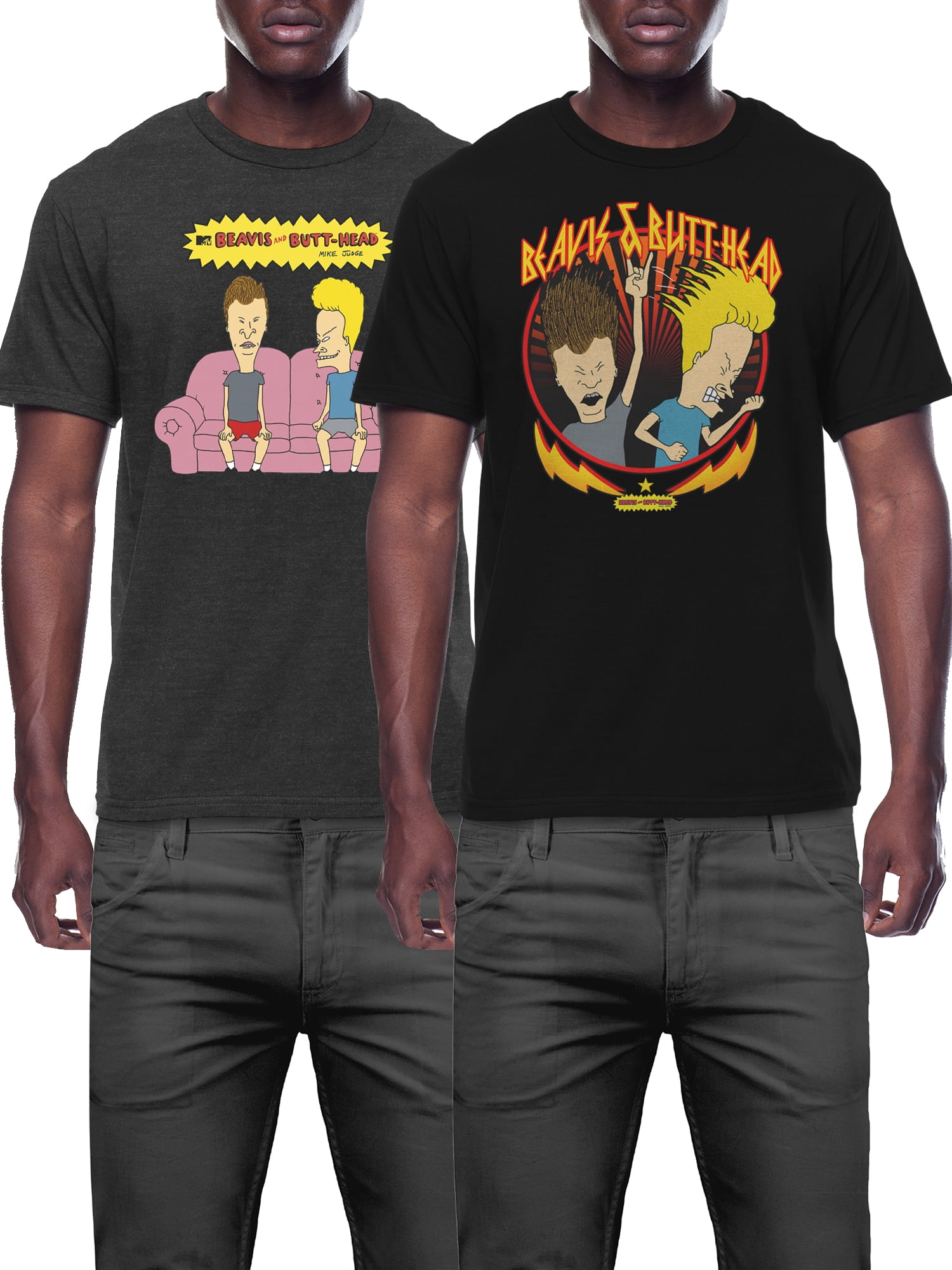 Beavis & Butthead Couch Rock Heads Apparel, Men's Graphic T-Shirt, 2 Pack, Size S-3XL (Men's Big & Tall) Beavis & Butthead Couch Rock Heads Apparel, Men's Graphic T-Shirt, 2 Pack, Size S-3XL (Men's Big & Tall)