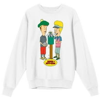 Beavis & Butthead Golf Gear Crew Neck Long Sleeve White Adult Sweatshirt-Medium