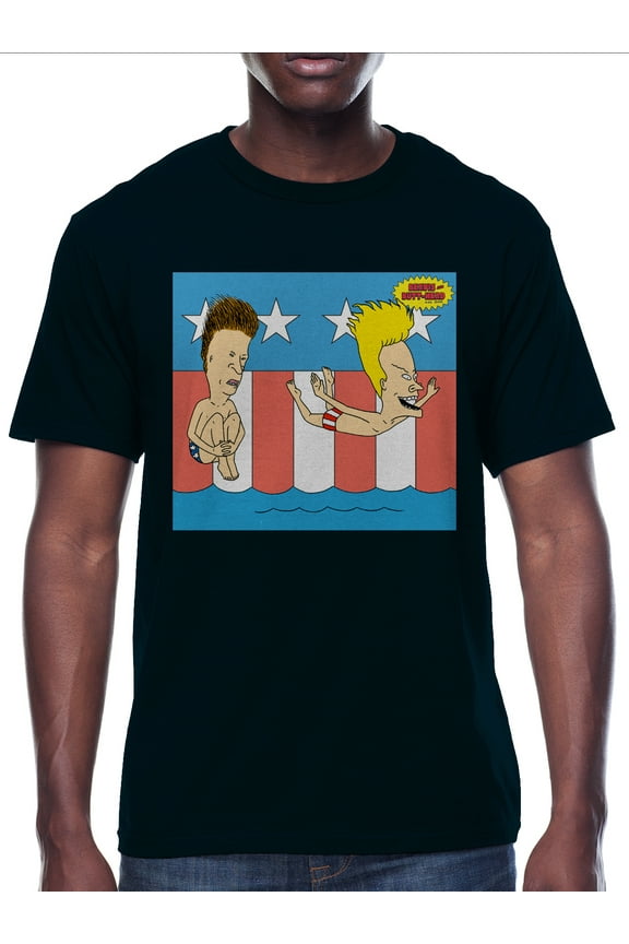 Beavis & Butthead, Men's & Big Men's Graphic Tee Shirt, 'Merica Patriotic Americana July 4th, Sizes XS-5XL