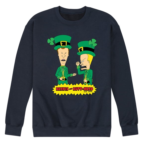 Beavis & Butthead - St Patricks Day - Men's Crew Neck Fleece Pullover