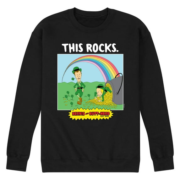 Beavis & Butthead - This Rocks St Patricks - Men's Crew Neck Fleece Pullover