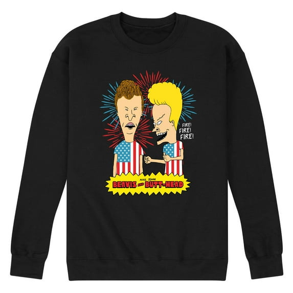 Beavis & Butthead - USA Fire - Men's Crew Neck Fleece Pullover