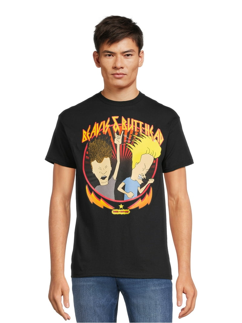 Beavis and Butt-Head Tシャツ Lサイズ ブラック Beavis and Butt-Head Men's Big & Tall Rock Heads Graphic Tee