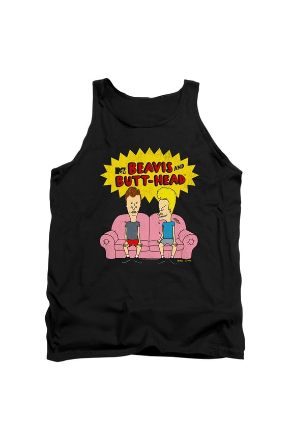 Beavis and Butthead Couch Logo Og Unisex Adult Tank Top,Black, Small