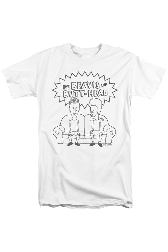 Beavis and Butthead Couch Logo Unisex Adult Tall T Shirt,White, 2X-Large