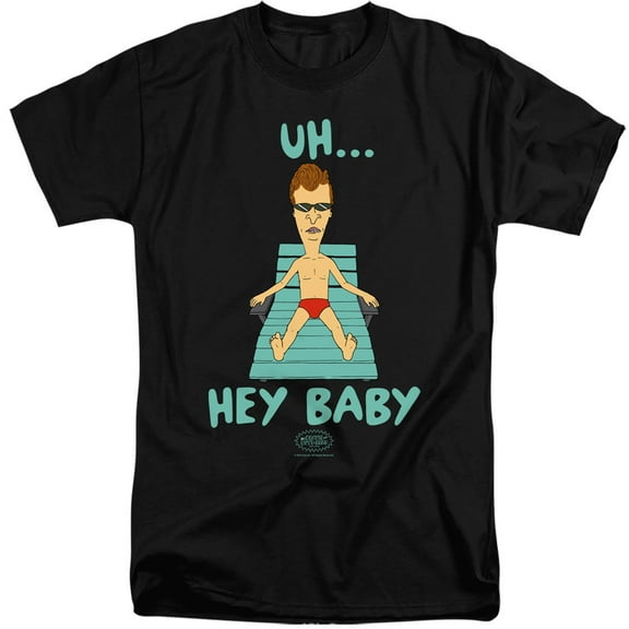 Beavis and Butthead Uh Hey Baby Unisex Adult Tall T Shirt,Black, 2X-Large