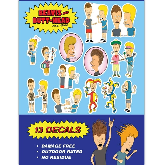 Beavis and Butthead Vinyl Decals - Set of 13 Waterproof Outdoor Car Stickers for Vehicle Window, Laptop, Water Bottle, Bumper Skateboard