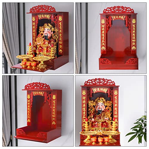 Beavorty Buddha Shelf Statue Stand Wood Furniture Buddha Altar Shelf Buddhist Shrines Wall Rack