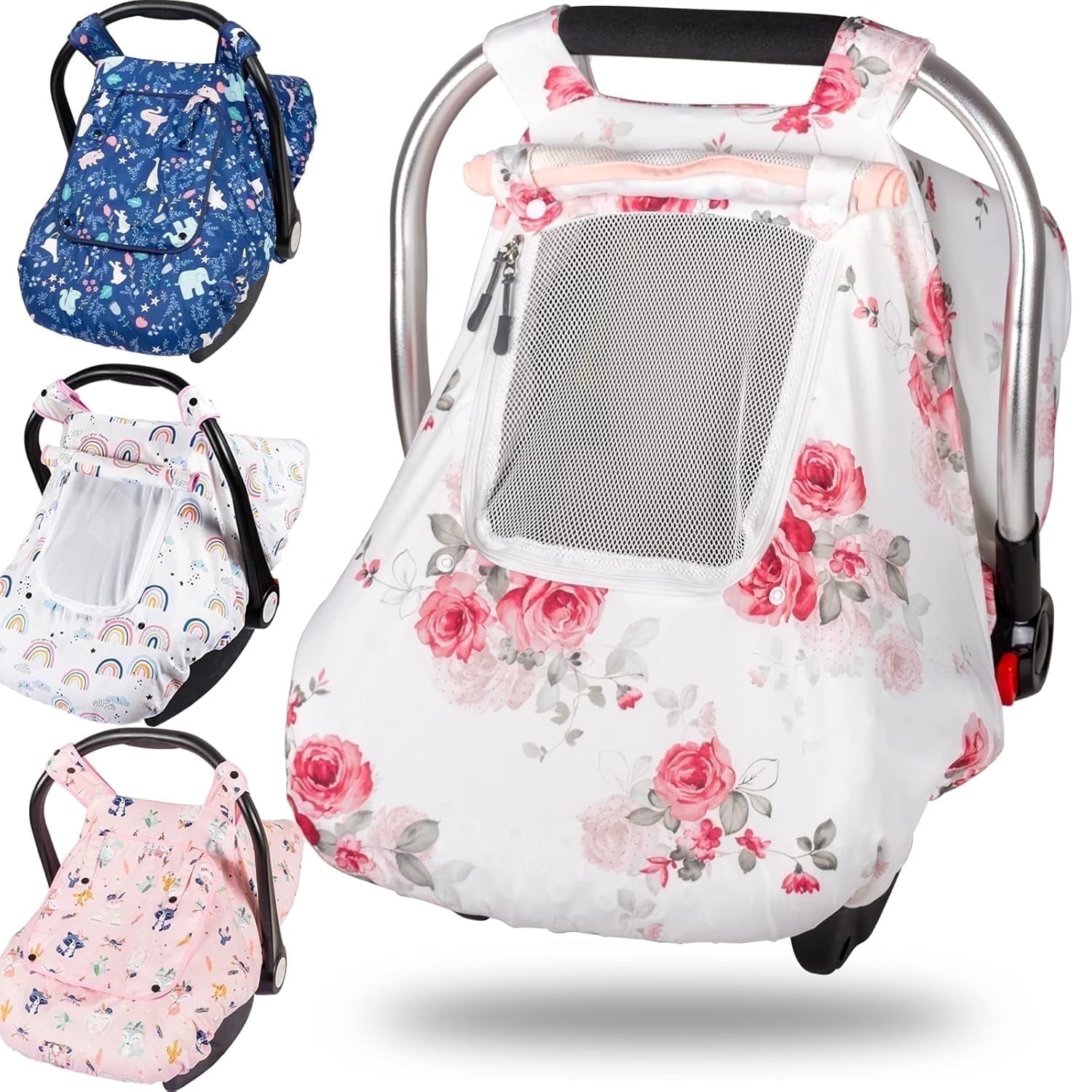 Walmart Coupons of Walmart Black Friday Deals 2025 - Beavtaens 3-in-1 Infant Car Seat Cover, Winter Canopy with Breathable Mesh, Pink Flower