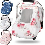 Beavtaens 3-in-1 Baby Car Seat Cover, Winter Infant Carseat Canopy, Soft & Breathable, Blue