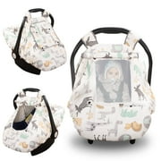 Beavtaens 3-in-1 Baby Car Seat Cover, Winter Carseat Canopy, Soft and Breathable (White Animals)