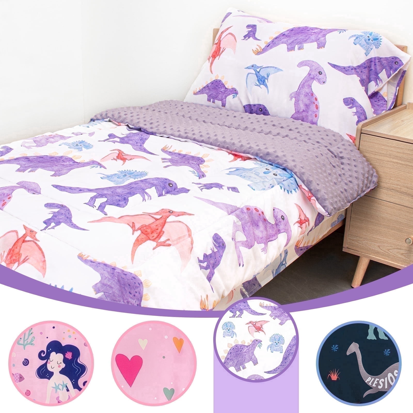 Beavtaens Toddler Bedding Set, 4 Piece Bed in a Bag Toddler Comforter Set, Soft and Airy, Machine Washable and Durable, Suitable for Most Seasons