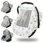 Beavtaens Baby Car Seat Cover, Stretchy Carseat Canopy, with Breathable Peep Window (Sun)