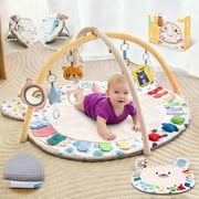 Beavtaens Baby Gym Play Mat, Large Mat with 5 Sensory Zones, 4-in-1 Tummy Time for Infants 0-18M