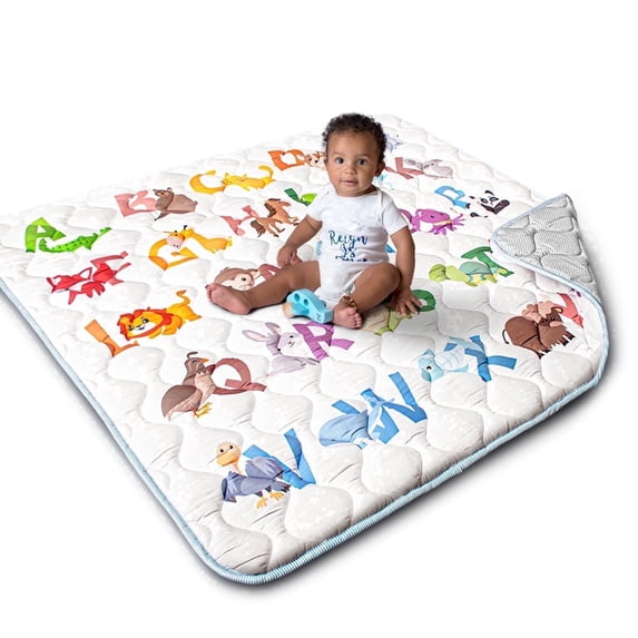 Beavtaens Baby Play Mat for Floor, Fits 50x50 Playpen, Non-Slip, Soft for Infants, 0-4 Years, Animal