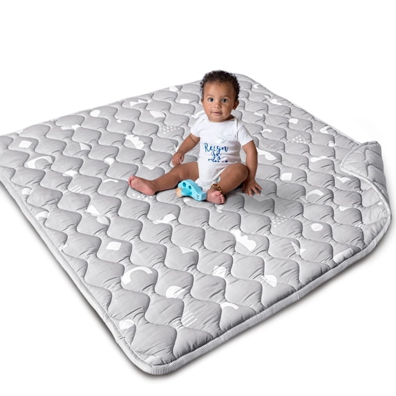 Beavtaens Baby Play Mat for Floor, Fits 50x50 Playpen, Non-Slip, Soft for Infants, 0-4 Years, Gray