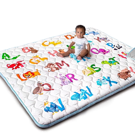 Beavtaens Baby Play Mat for Floor, Fits 71x59 Playpen, Non-Slip, Soft for Infants, 0-4 Years, Animal