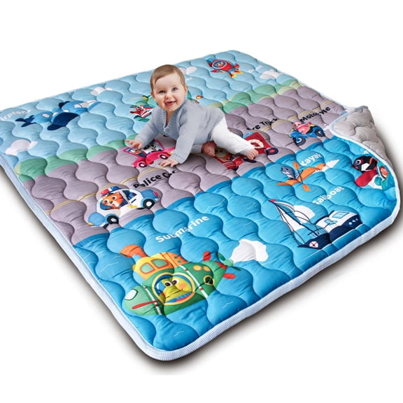 Beavtaens Baby Play Mat for Floor, Fits 50x50 Playpen, Non-Slip, Soft for Infants, 0-4 Years, Vehicles