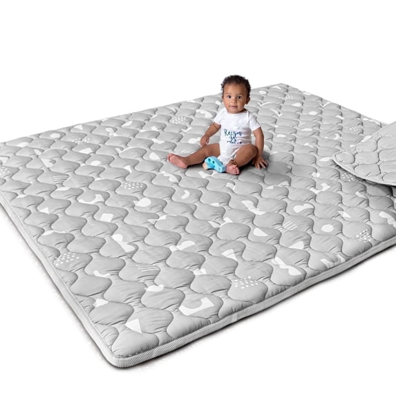 Beavtaens Baby Play Mat for Floor, Fits 71x59 Playpen, Non-Slip, Soft for Infants, 0-4 Years, Gray