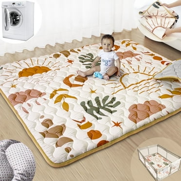 Beavtaens Baby Play Mat for Floor, Fits 71x59 Playpen, Super Soft, Non-Slip, for Ages 0-4 (Nature)
