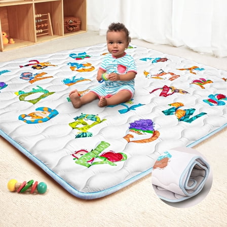 Beavtaens Baby Play Mat for Floor, Foam 50"x50"x1" Playpen Mat, Thickened & Non-Slip, for Ages 0-4