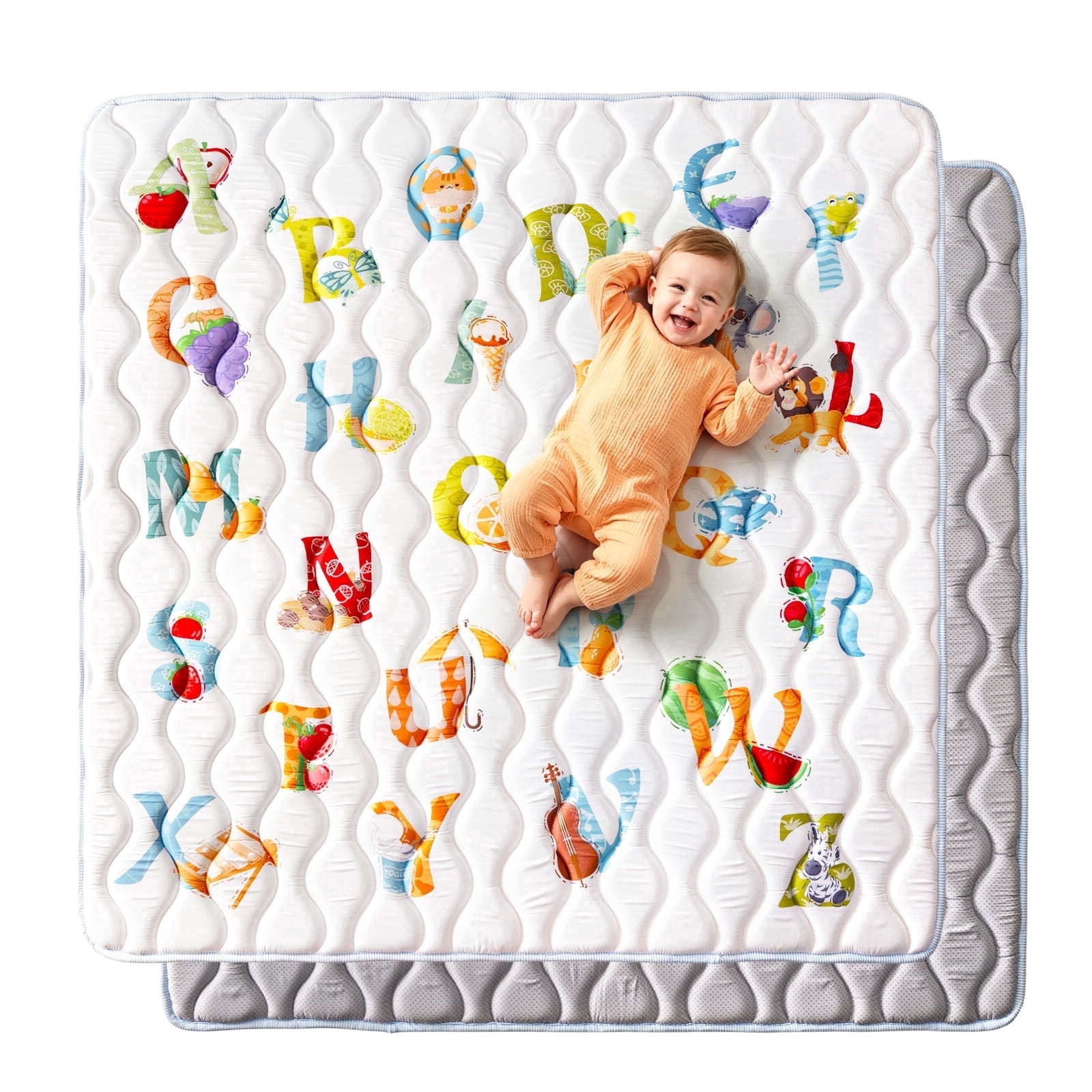 Beavtaens Baby Play Mat for Floor, Foam 50"x50"x1" Playpen Mat, Thickened & Non-Slip, for Ages 0-4