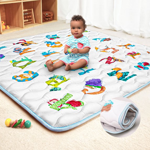 Beavtaens Baby Play Mat for Floor, Foam 50"x50"x1" Playpen Mat, Thickened & Non-Slip, for Ages 0-4