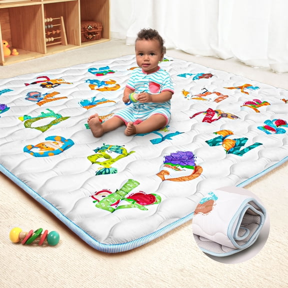Beavtaens Baby Play Mat for Floor, Foam 50"x50"x1" Playpen Mat, Thickened & Non-Slip, for Ages 0-4