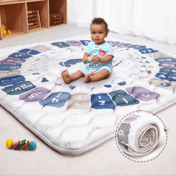 Beavtaens Baby Play Mat for Floor, Foam 50"x50"x1" Playpen Mat, Thickened & Non-Slip, for Ages 0-4