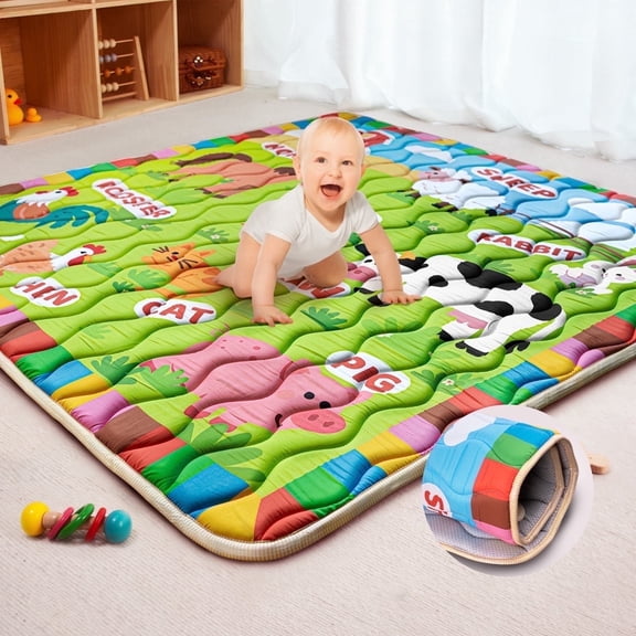 Beavtaens Baby Play Mat for Floor, Foam 50"x50"x1" Playpen Mat, Thickened & Non-Slip, for Ages 0-4