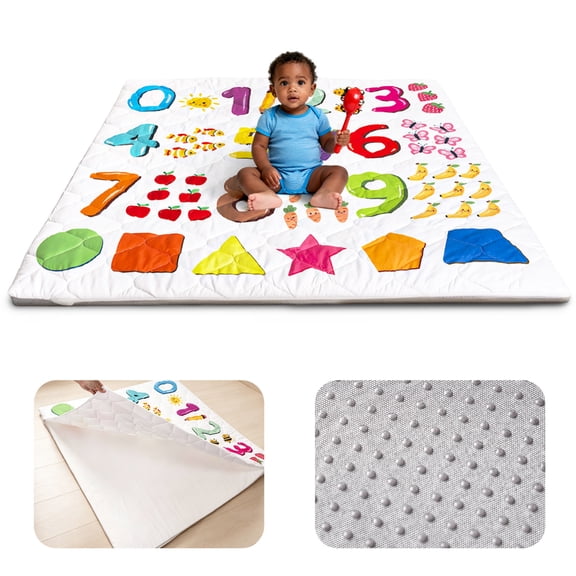 Beavtaens Foam Baby Play Mat, 50x50 Playpen Mat with Removable and Washable Cover,Thicken Cushioning Playmats for Infants, Number