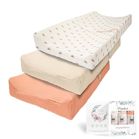 Beavtaens Muslin Changing Pad Cover, Solid Color, 100% Cotton, Washable, 3-Pack, for 0-2 Years Infant Boys Girls (Sun) price history and forecast - Beavtaens