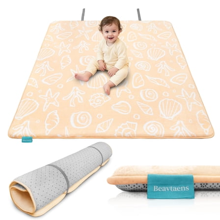 Beavtaens Baby Play Mat for Floor, Foam 50"x50"x1.2" Playpen Mat, Velvet & Thickened for Infants, 0-4 Years
