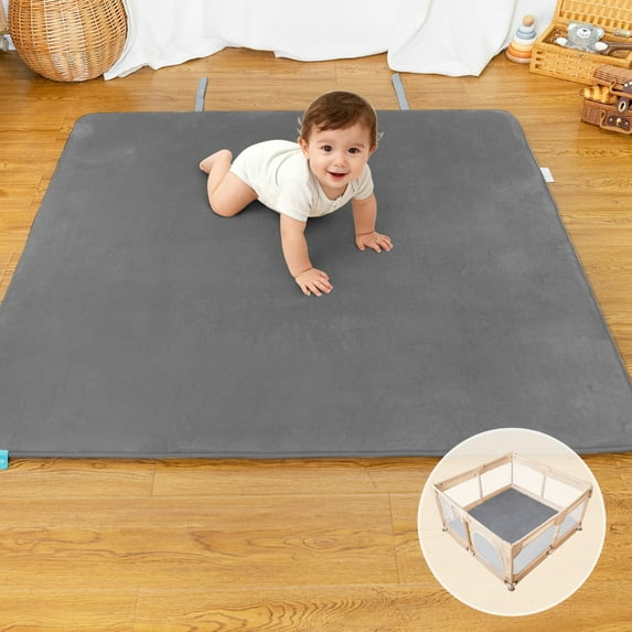 Beavtaens Baby Play Mat for Floor, Foam 50"x50"x1.2" Playpen Mat, Velvet & Thickened for Infants, 0-4 Years