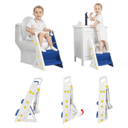 Beavtaens Potty Training Toilet Seat, Upgrade Foldable Step Stool with Adjustable Ladder, for Ages 1-7