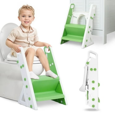 Beavtaens Potty Training Toilet Seat, Upgrade Foldable Step Stool with Adjustable Ladder, for Ages 1-7